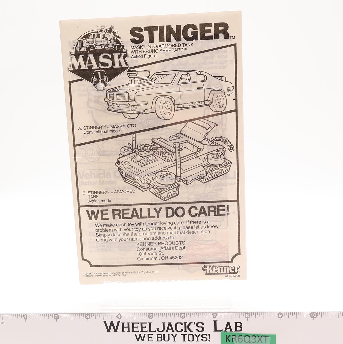 Stinger W/ Bruno Sheppard 100% Complete W/Box MASK 1986 Kenner Vehicle