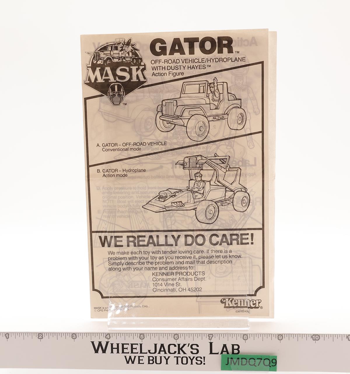 Gator W/ Hayes 100% Complete MASK M.A.S.K. Kenner 1985 Vintage Action Figure