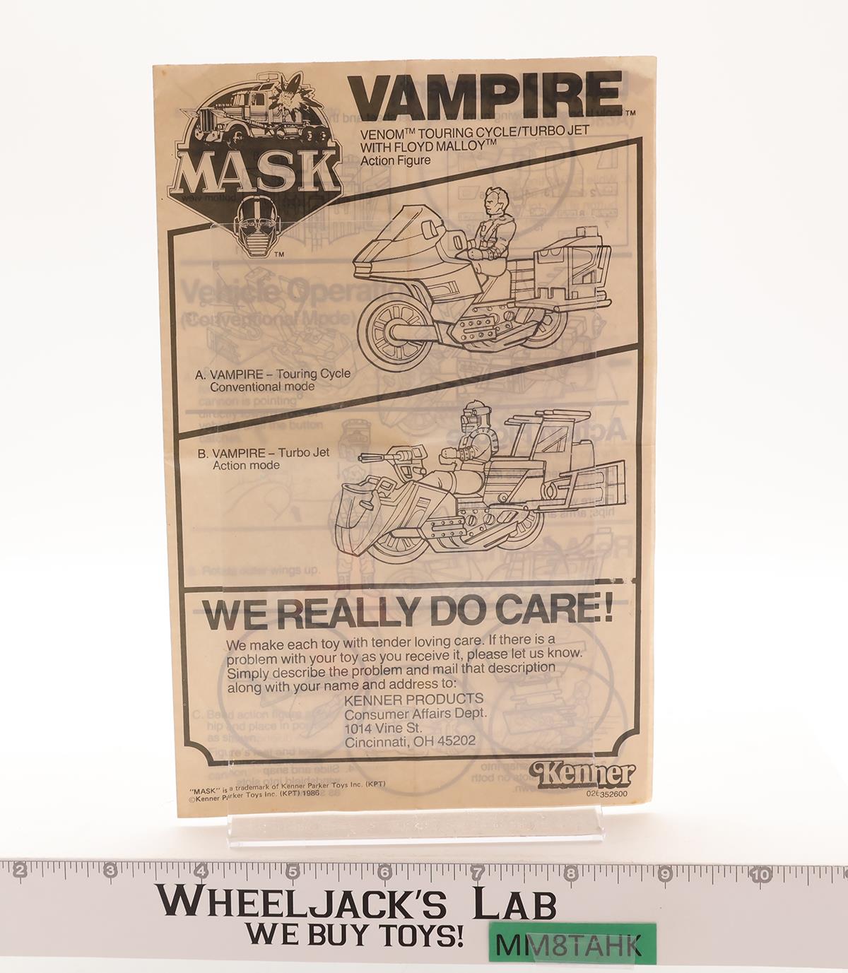 Vampire W/Floyd Malloy 100% Complete W/Box M.A.S.K. Kenner 1986 Action Figure NM