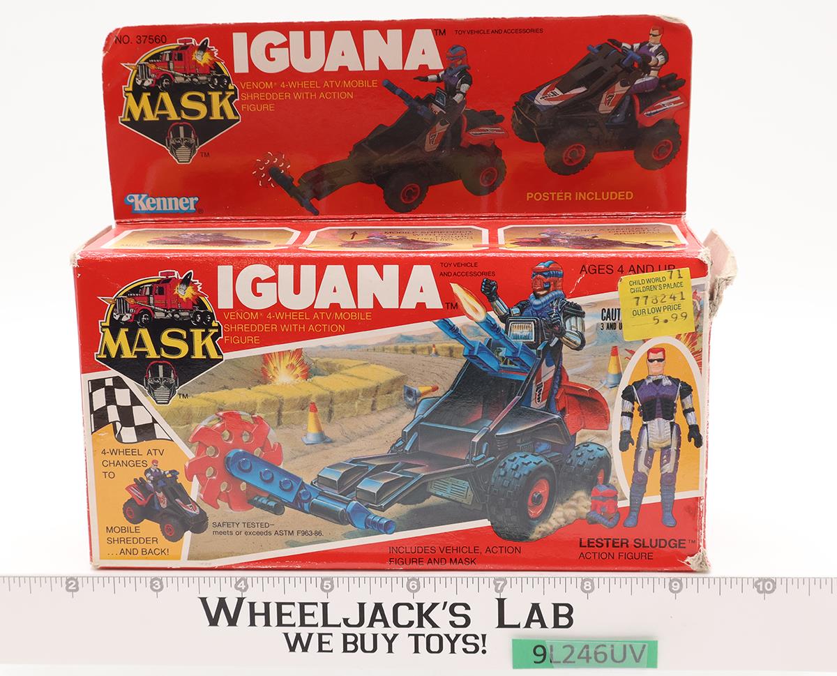 Iguana W/ Lester Sludge 100% Complete W/Box M.A.S.K. 1985 Kenner Figure Vehicle