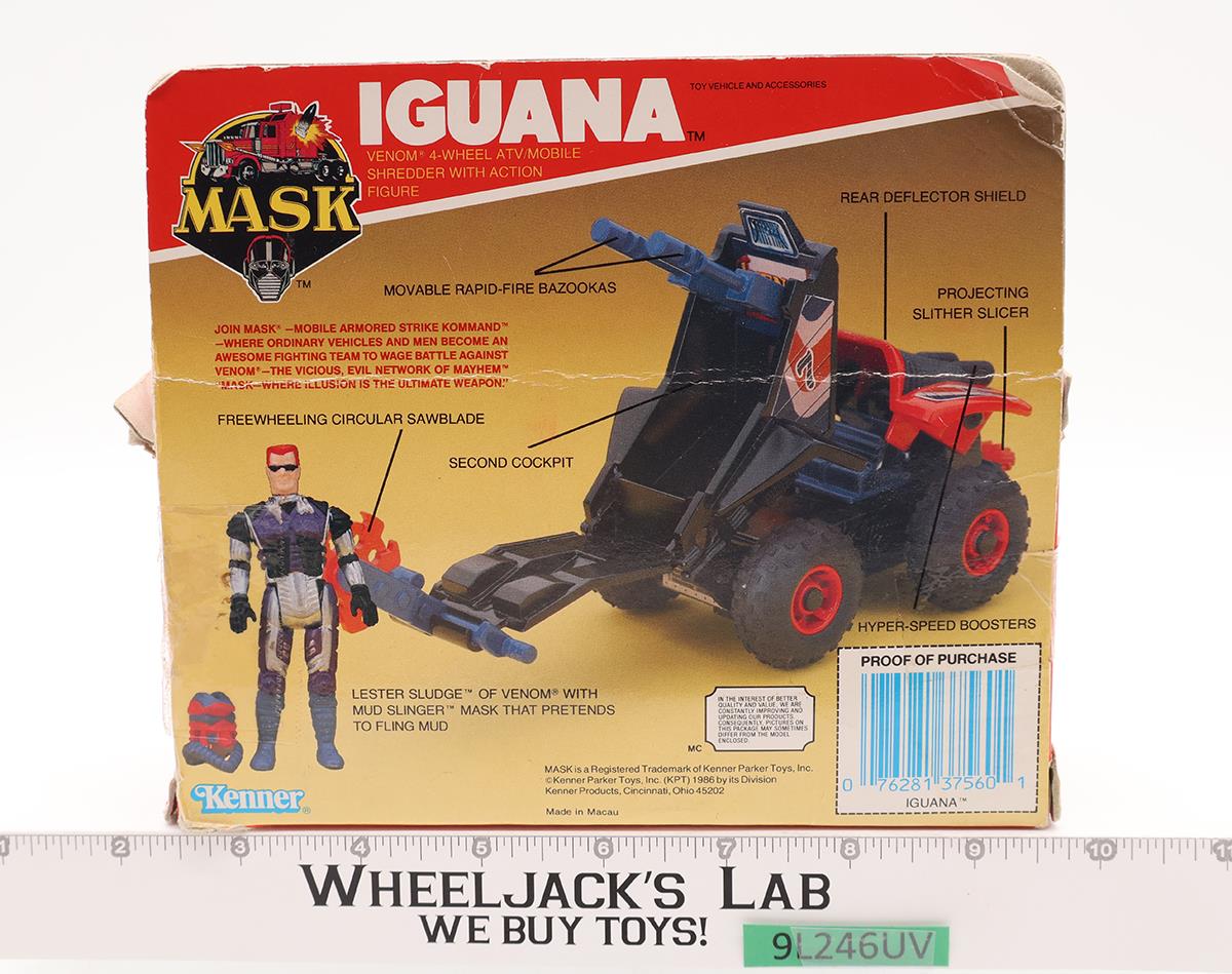 Iguana W/ Lester Sludge 100% Complete W/Box M.A.S.K. 1985 Kenner Figure Vehicle