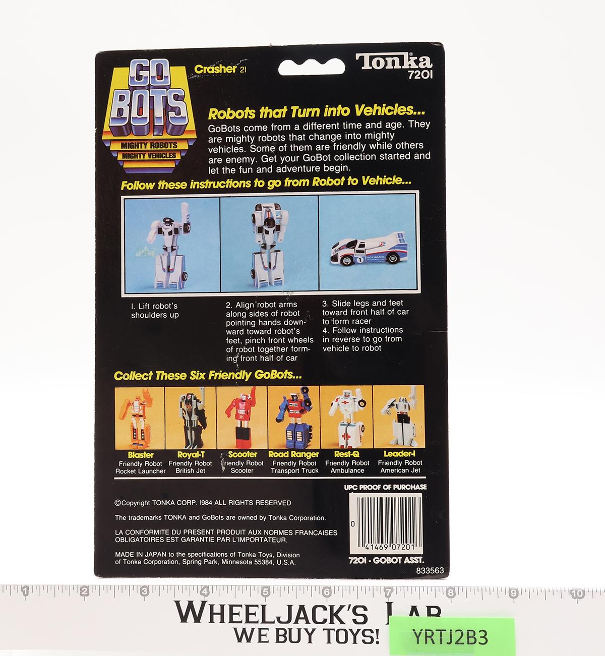 Crasher WHITE W/Cardback COMPLETE Mighty Robots 1983 Tonka Gobots Vintage