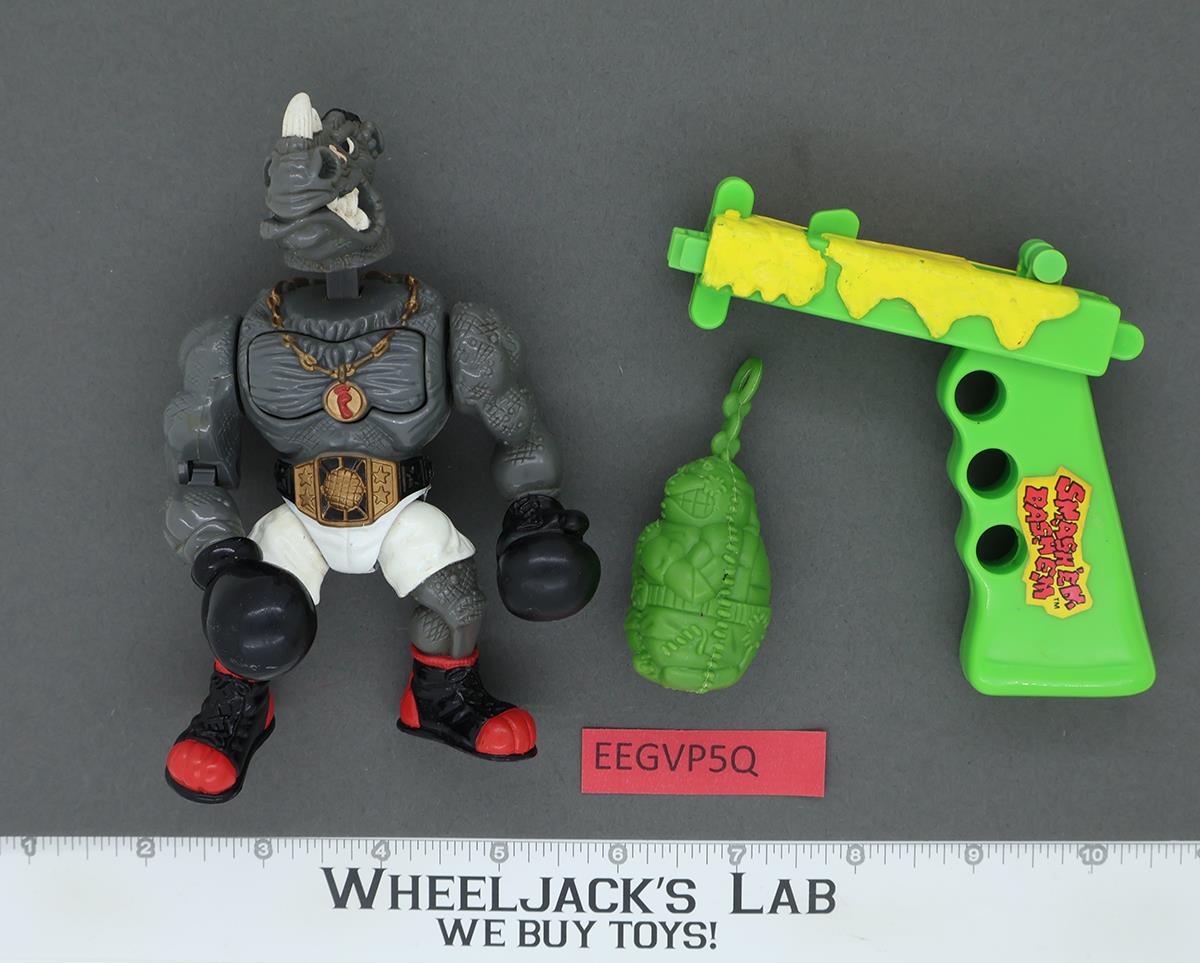 Power Punchin' Rocksteady Complete Smash 'Em Bash 'Em TMNT Turtles 1992 Playmate