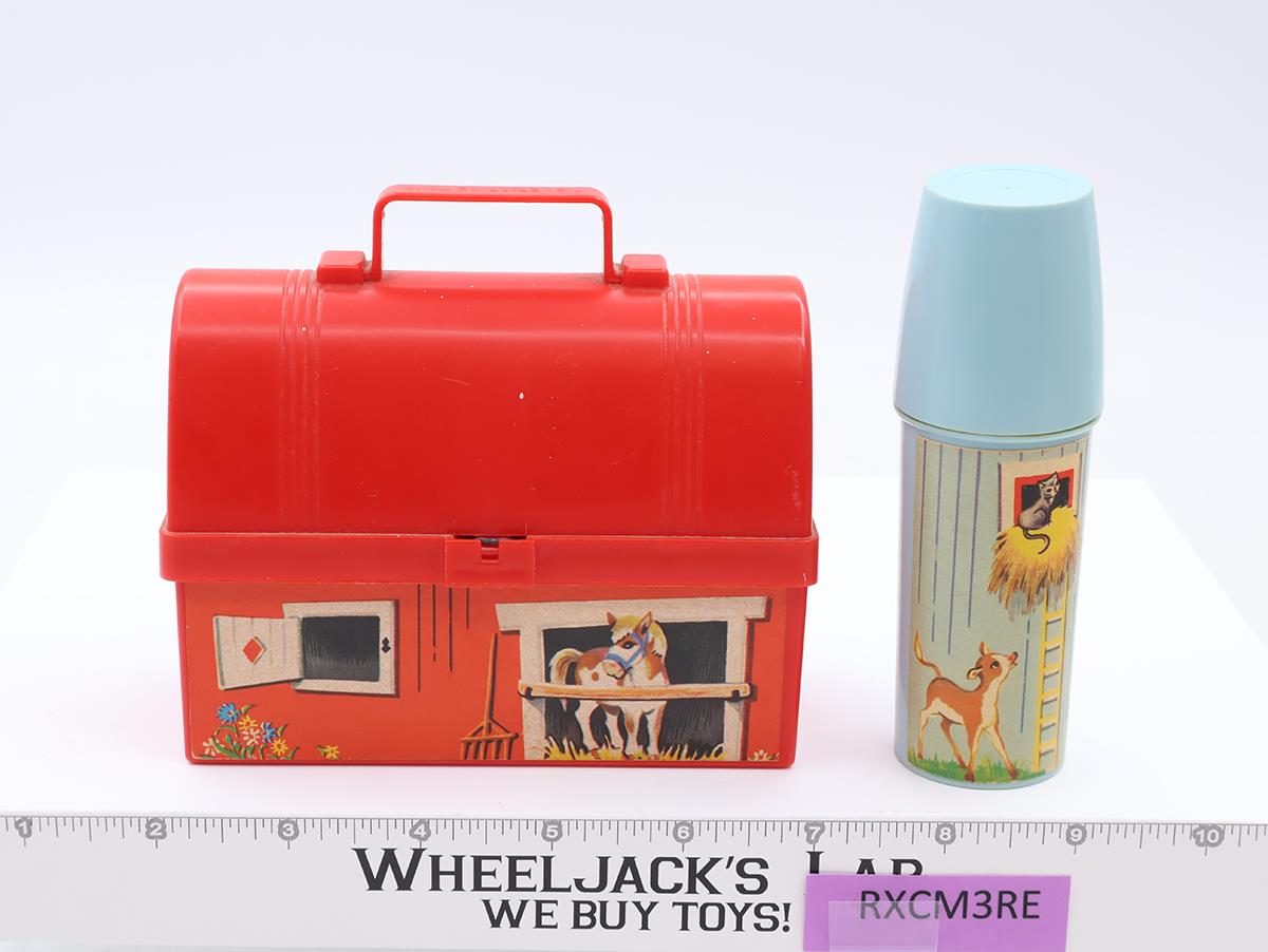 Vintage Fisher-Price 1962 Mini Farm Barn Lunch Box #549 With Silo Thermos