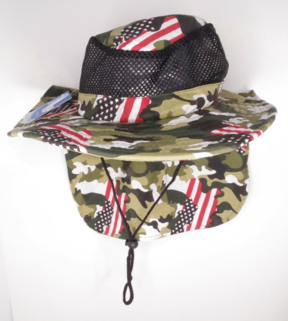 Mütze Kappe breite Krempe Legionär Hals Sonnenblock Armee Camo US Flagge Netz Luftstrom - Bild 5 von 6