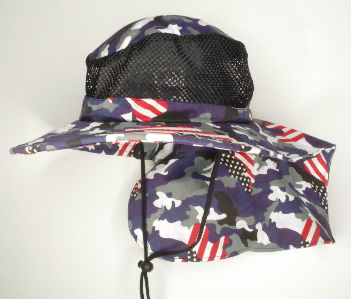 Mütze Kappe breite Krempe Legionär Hals Sonnenblock Armee Camo US Flagge Netz Luftstrom - Bild 6 von 6