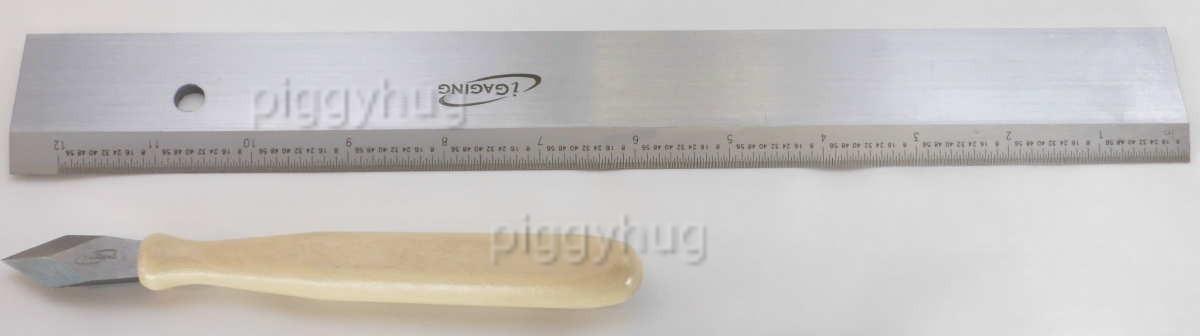 Igaging ruler, rule: hook, bevel, precision premium straight edge, marking knife - Picture 13 of 13