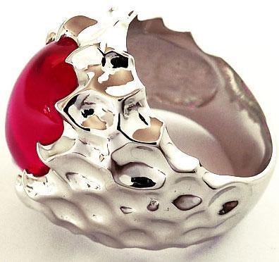 BIG RED RUBY DRAGON SKIN SILVER PLATED RING | eBay