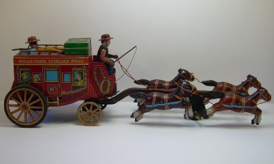 ALPS Wells Fargo Stagecoach Horse Tin Litho Battery Toy | eBay