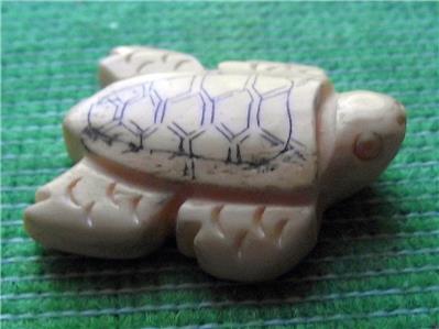 Japanese Carved Scrimshaw Netsuke Bovine Bone Turtle Tortoise Terrapin d