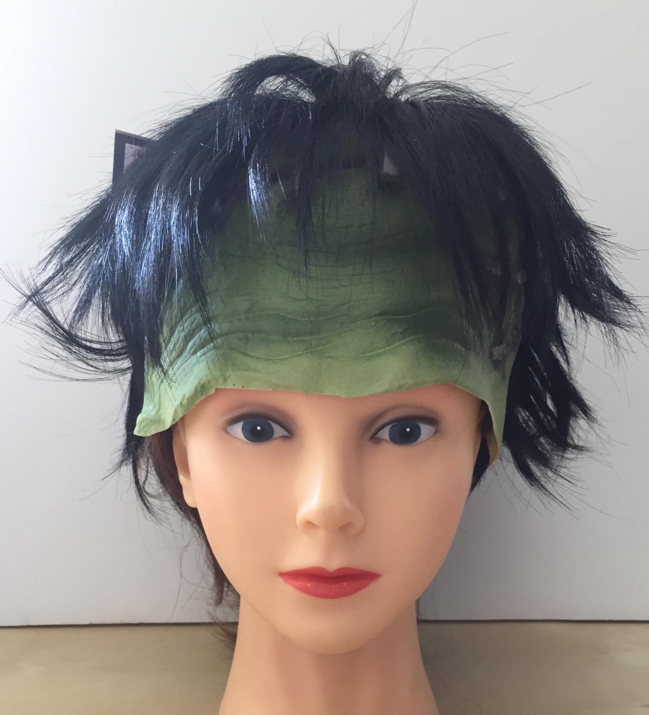 ADULT FRANKENSTEIN MONSTER HEADPIECE WITH HAIR AND BOLTS COSTUME ACCESSORY TA20 - Picture 2 of 6