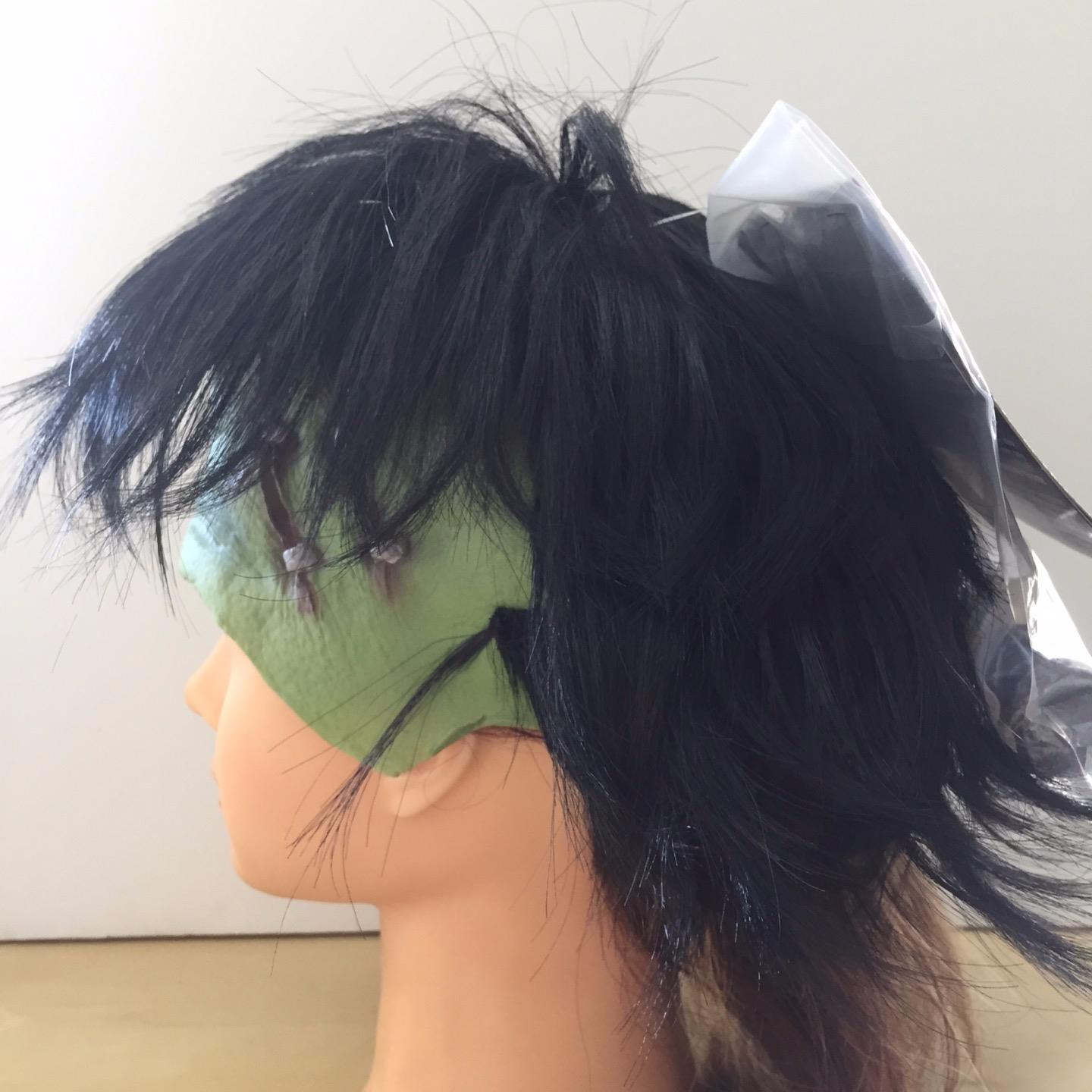 ADULT FRANKENSTEIN MONSTER HEADPIECE WITH HAIR AND BOLTS COSTUME ACCESSORY TA20 - Picture 3 of 6