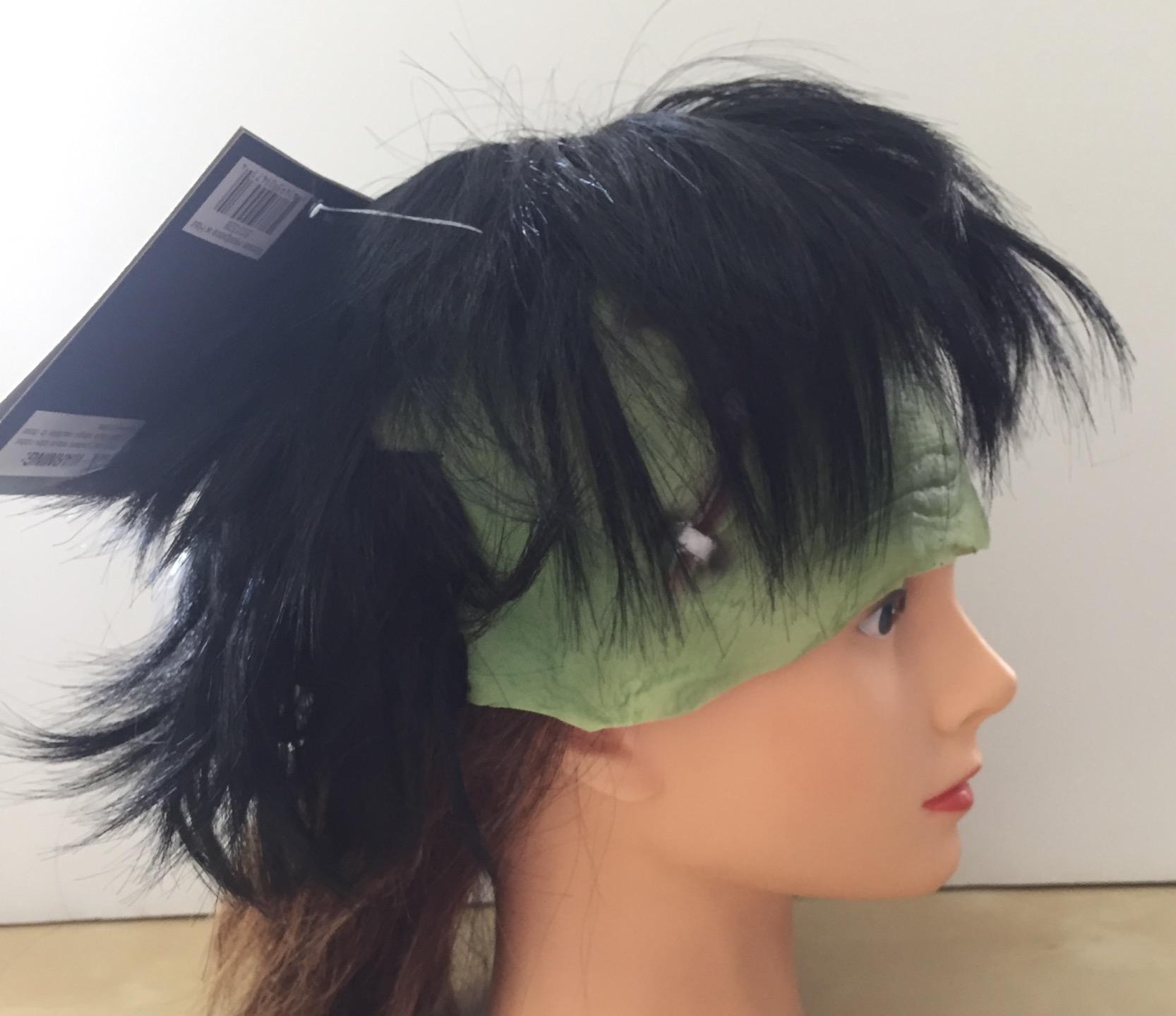 ADULT FRANKENSTEIN MONSTER HEADPIECE WITH HAIR AND BOLTS COSTUME ACCESSORY TA20 - Picture 5 of 6