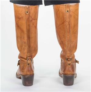 FRYE Carmen Boots Zip Up Tall Knee High Cognac LEATHER 10 B