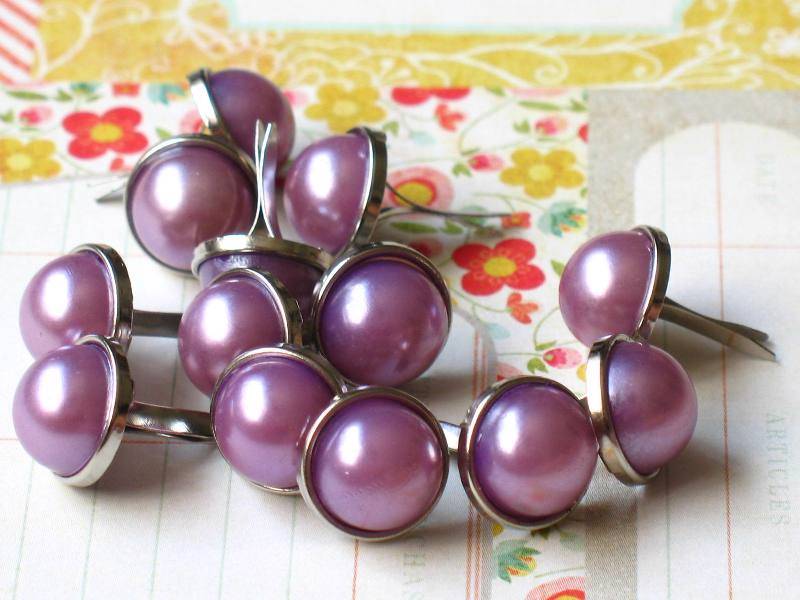 12mm PEARL BRADS BRONZE w//Silver Trim Scrapbook CardMaking 10pc