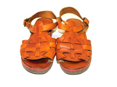 Newport Casuals 7 Brown Leather Fisherman Sandals Woven Ankle