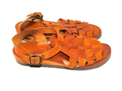 Newport Casuals 7 Brown Leather Fisherman Sandals Woven Ankle