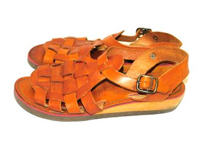 Newport Casuals 7 Brown Leather Fisherman Sandals Woven Ankle