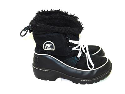Sorel Size 3 Youth Tivoli Iii Winter Boots Black Suede Fleece
