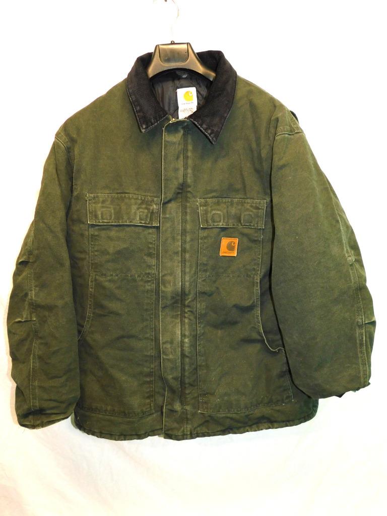 Carhartt XL Green Sandstone Traditional Coat Arctic Quilt Lined Zip Winter Work | eBay