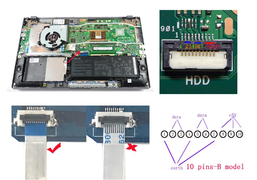 HDD/SSD Hard Drive Cable Connector for ASUS VivoBook X515J F515 A516