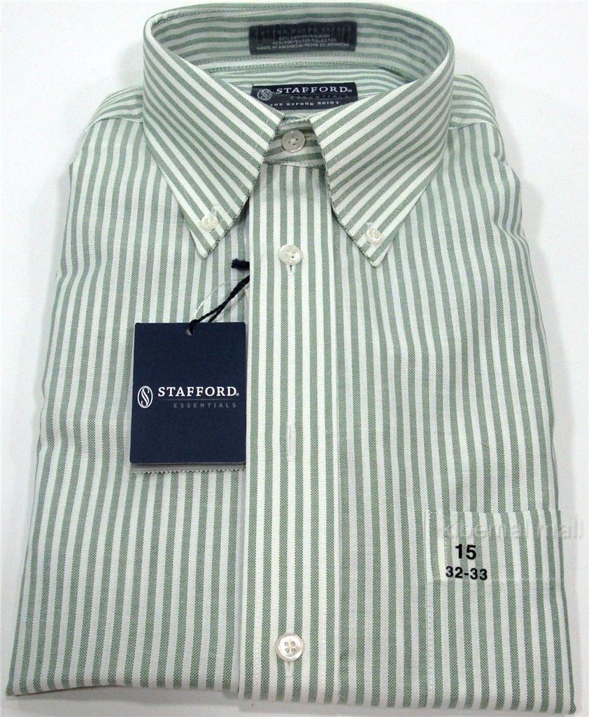 NWT STAFFORD Essentials Men's Oxford Dress Shirt Regular Fit Celery ...