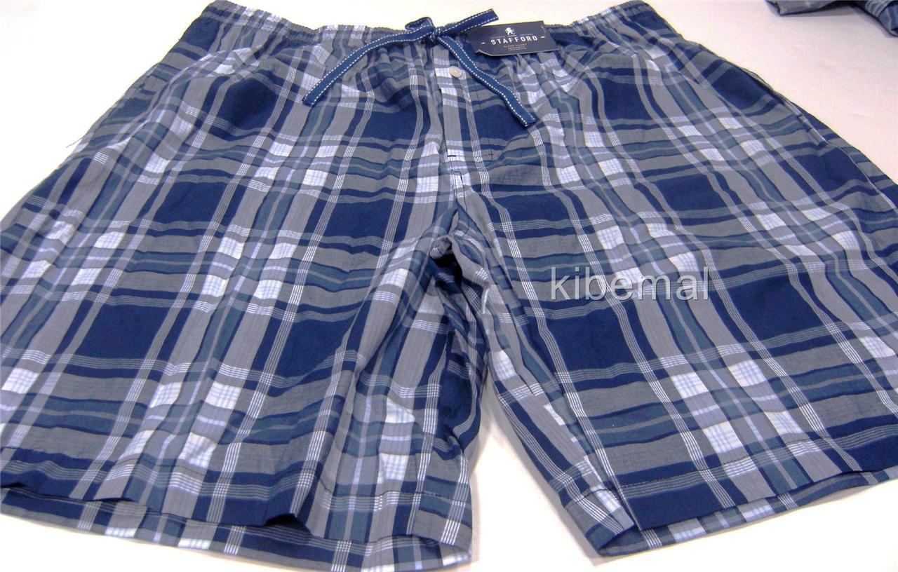 NWT Stafford Men's Sleep Shorts Regular Fit Tie Elastic Waist~Pockets ...