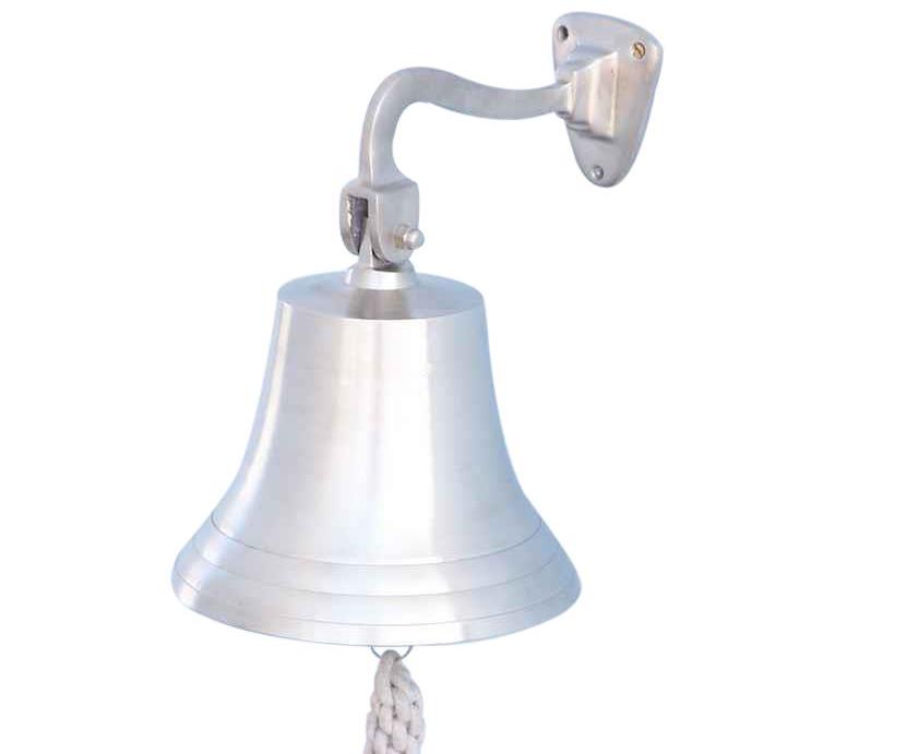 Brushed Nickel Solid Aluminum Ship S Bell 7 Nautical Hanging Wall