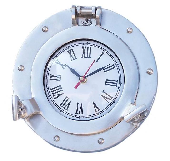 Ship S Cabin Porthole Clock Brushed Nickel Finish 8 Aluminum