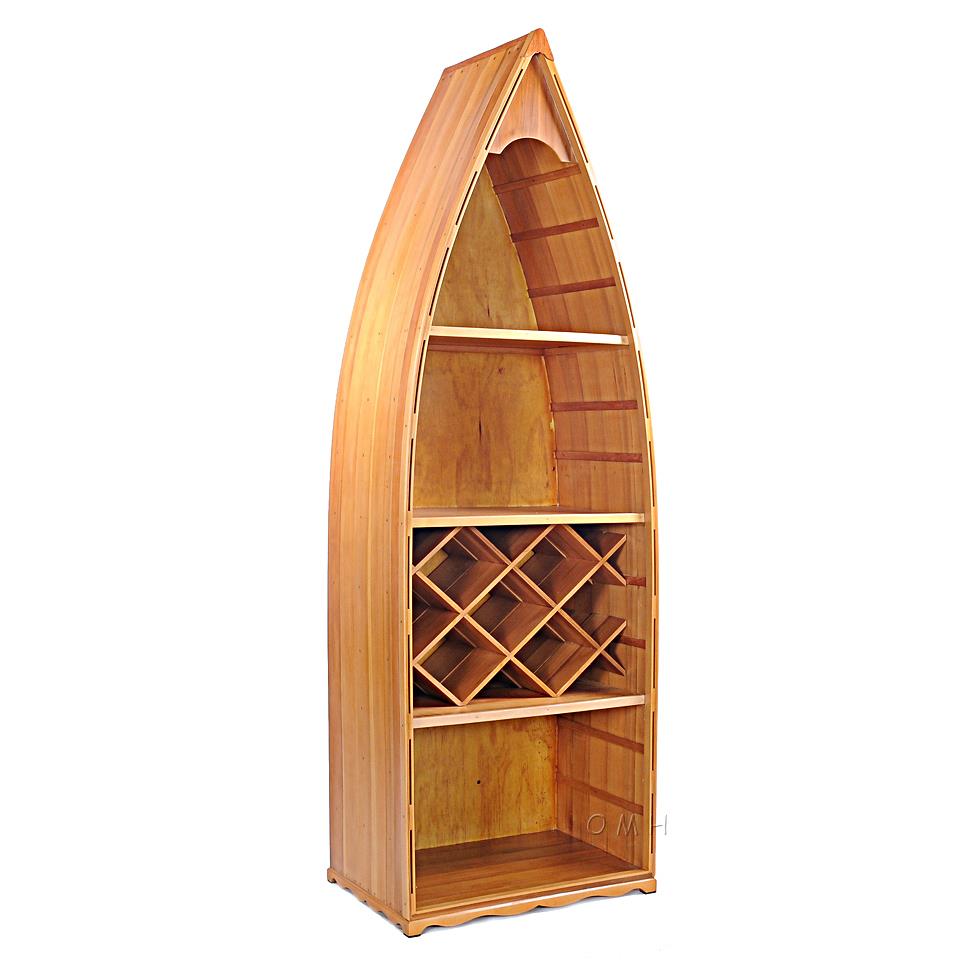 Wine Rack Canoe Book Shelf 74 Bookcase Cedar Wood Nautical Row