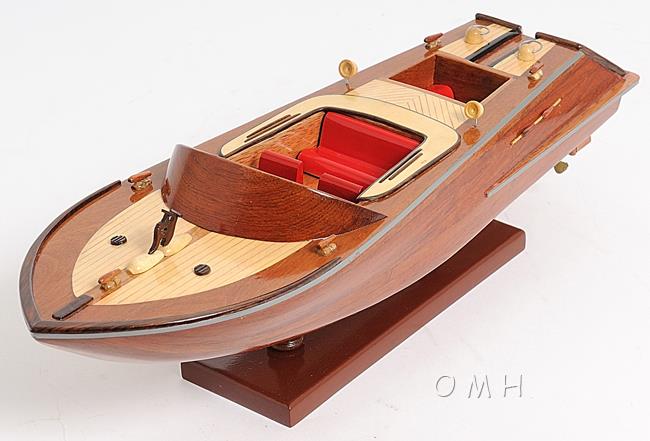Classic Runabout Speed Boat Wood Model Powerboat