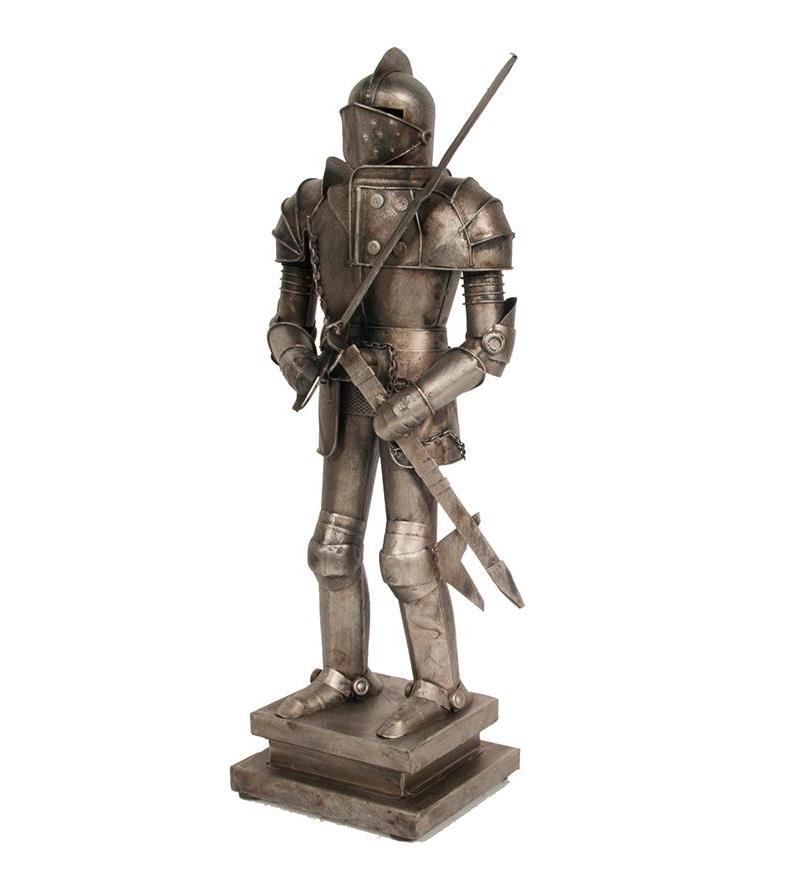 Medieval Knight Suit Of Armor Statue Sword Metal Model
