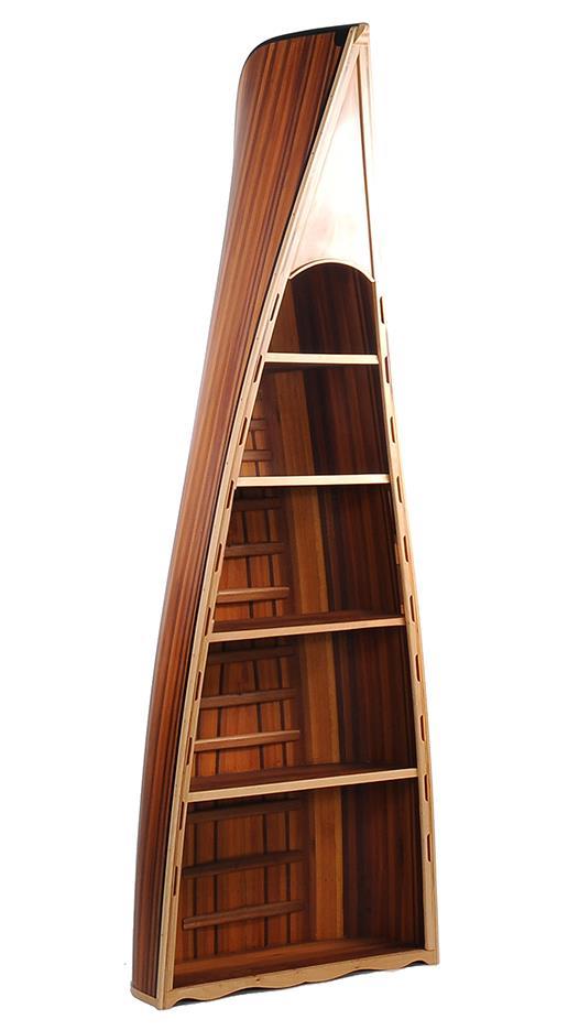 Canoe Bookcase Book Shelf 90 Cedar Wood Strip Built Furniture Boat Shaped Decor Ebay