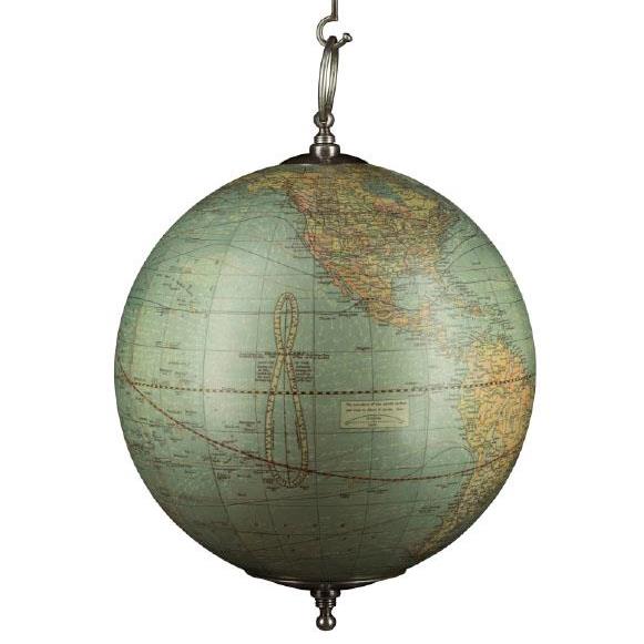Weber Costello Co. 1920s Hanging World Globe Pewter Hooks