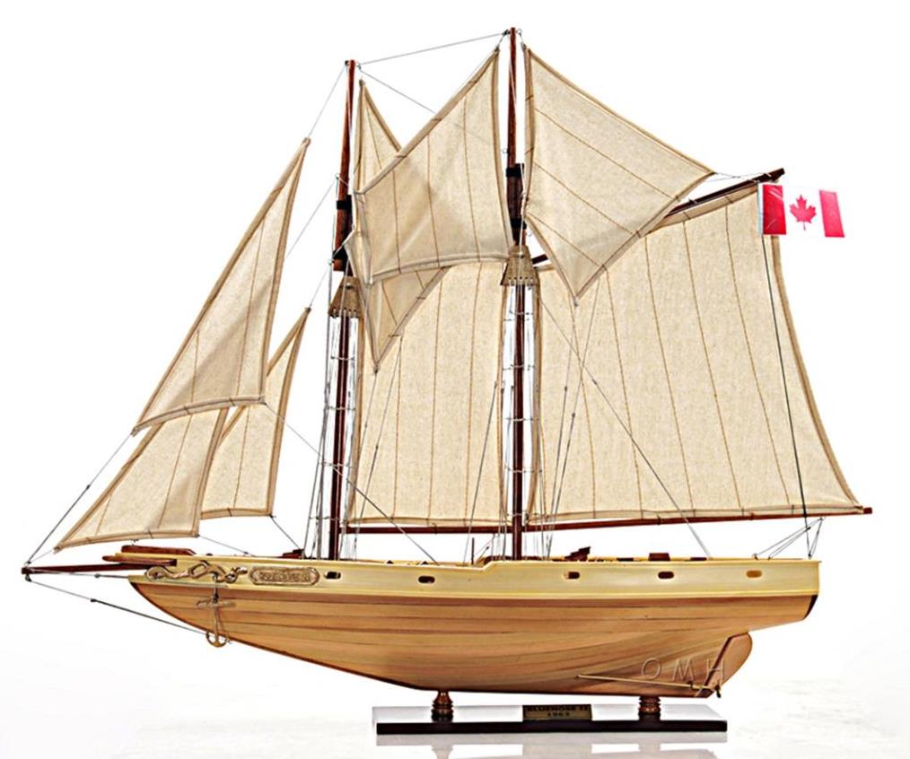 Schooner Bluenose II Wooden Ship Model Sailboat Fully Rigged
