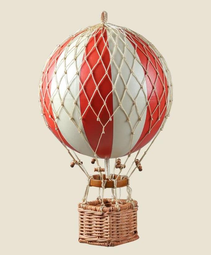 Hot Air Balloon Figurine Red White Hanging Ceiling Decor