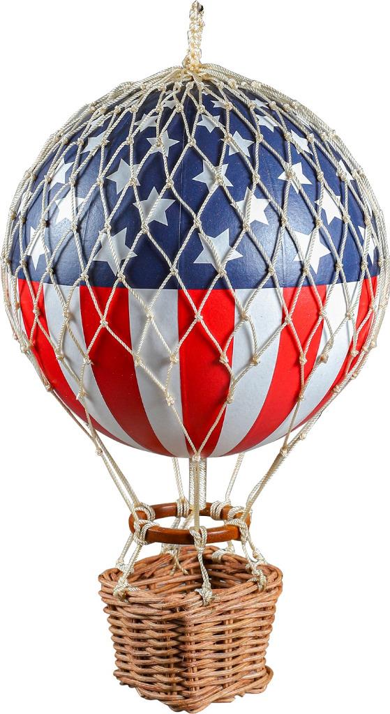 Hot Air Balloon Figurine USA Stars Stripes Hanging Ceiling Decor