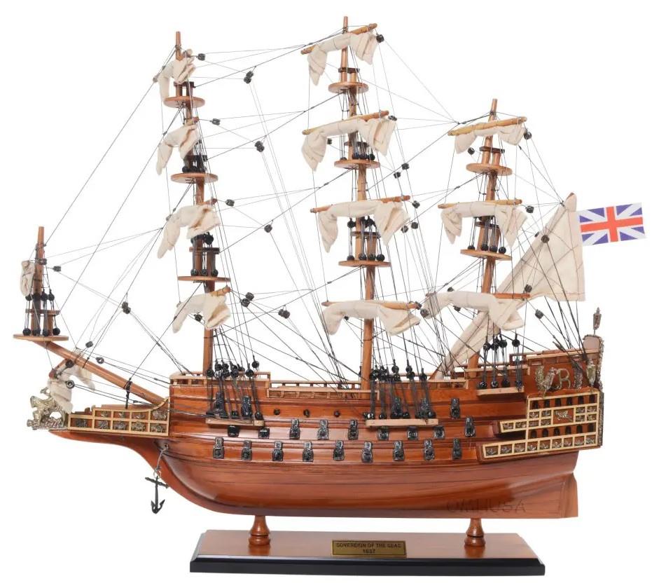 （美品）SANDERS × SHIPS 7 　英国製 Small HMS Sovereign of the Seas 1637 Tall Ship Wooden Model 20