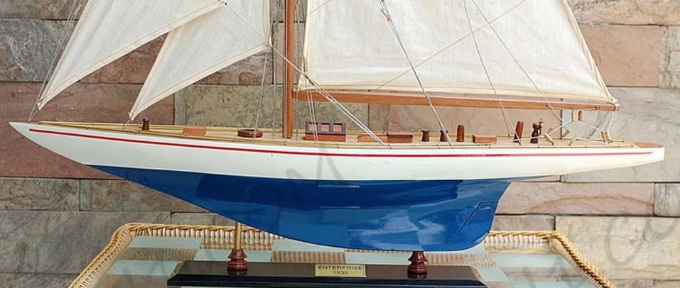 XL Painted Enterprise 1930 America's Cup Yacht J Boat Wood Model