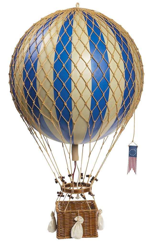 Blue White Striped Hot Air Balloon Model 13 Hanging Aviation