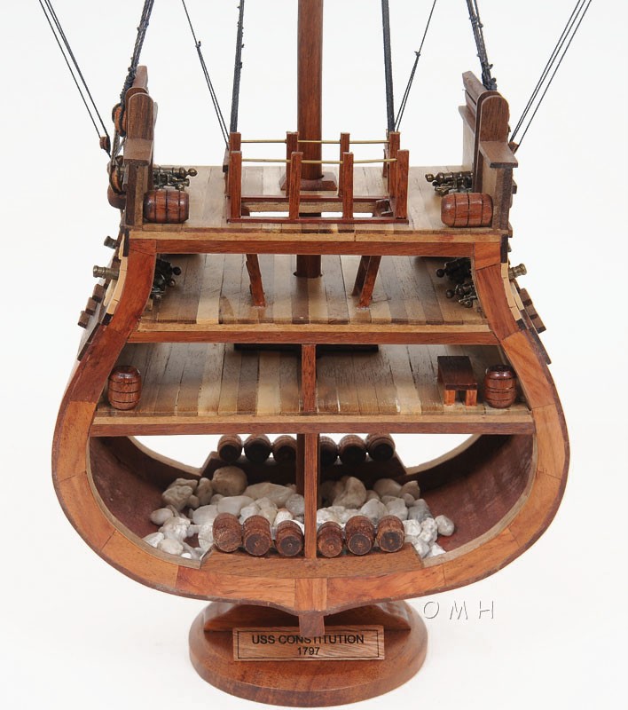 USS Constitution Cross Section Wooden Tall Ship Model 34" Old Ironsides