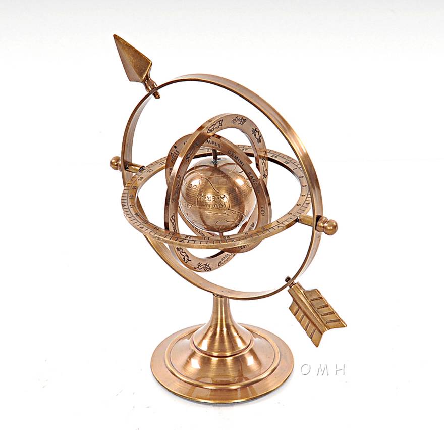 Brass Armillary Sphere Globe Table Nautical Decor