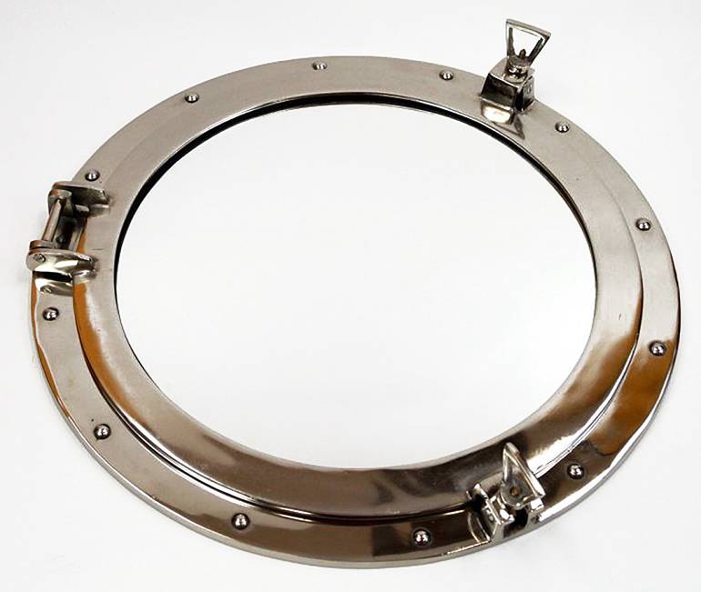 Xl Ships Porthole Mirror Aluminum Chrome Finish 24 Round Nautical Porthole Mirror Aluminum Chrome Finish