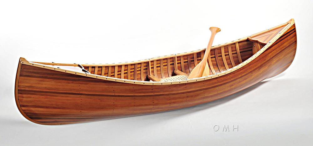Display Canoe Wooden Model Boat Matte Finish