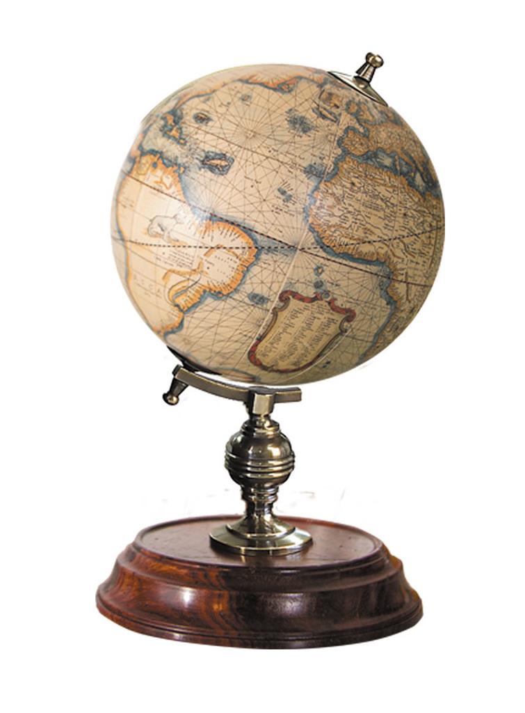 Desktop Globe Mercator Old World Terrestrial Wood Stand