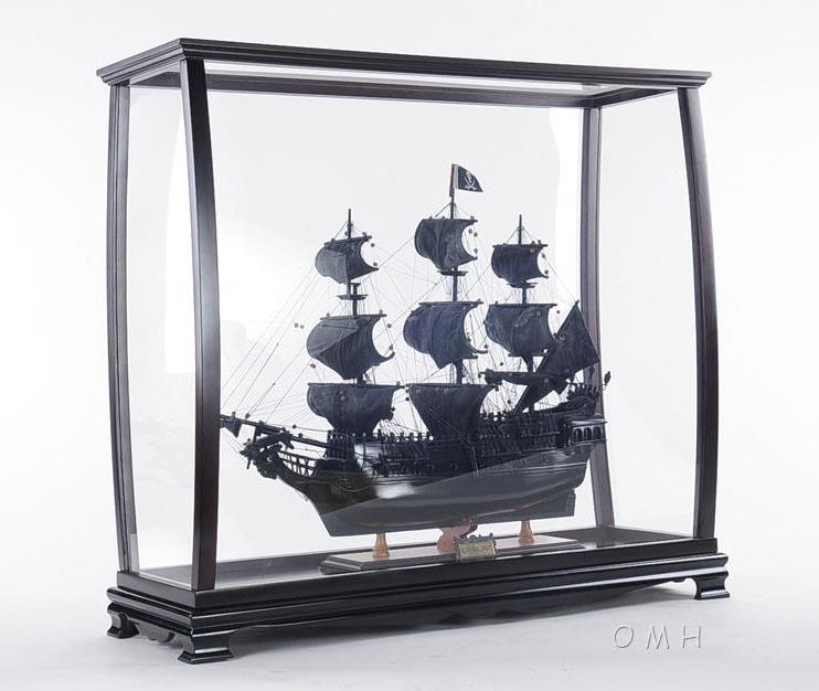 Lrg Display Case Table Top Wood & Plexiglass Tall Ship Model