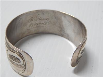 VINTAGE HAIDA NW COAST ALASKA INDIAN CARVED STERLING SILVER