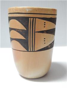 DATED 1954 VINTAGE HOPI PUEBLO INDIAN POTTERY CYLINDER FORM POT