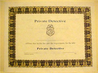 Details About Private Detective Pi Private Eye Badge Wall Certificate