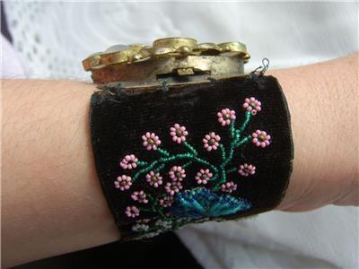 Georgian Bead Embroidered Butterfly Cuff Bracelet With Fabulous ...